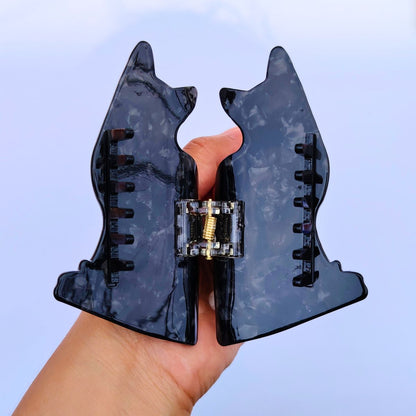 Medium Black  Pink Cat Hair Claw