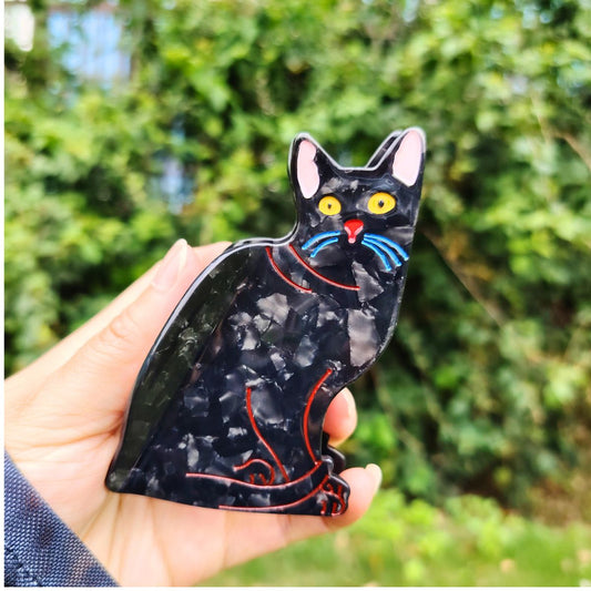Medium Black  Pink Cat Hair Claw