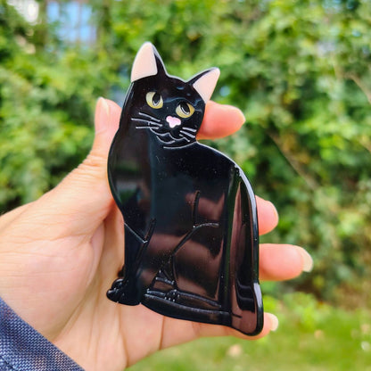 可爱的中号黑白牛毛猫爪