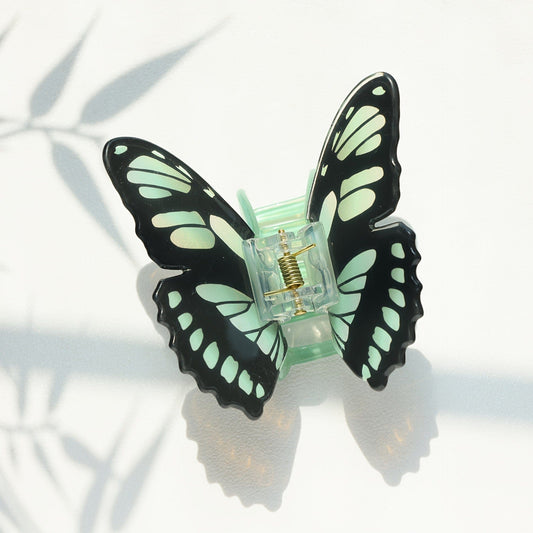 Black and Green Patterned Butterfly Hair Claw