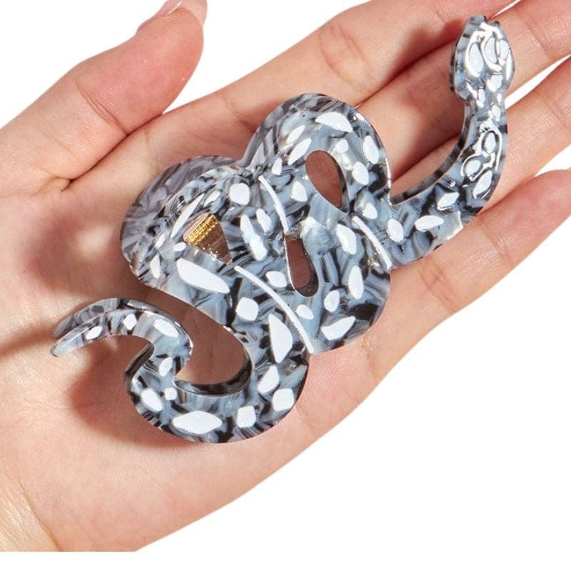 Lemonschunks black snake hair claw, acetate clip, reptile theme, large size, stylish accessory, hand-assembled, chic Chic Large Black Snake Hair Claw