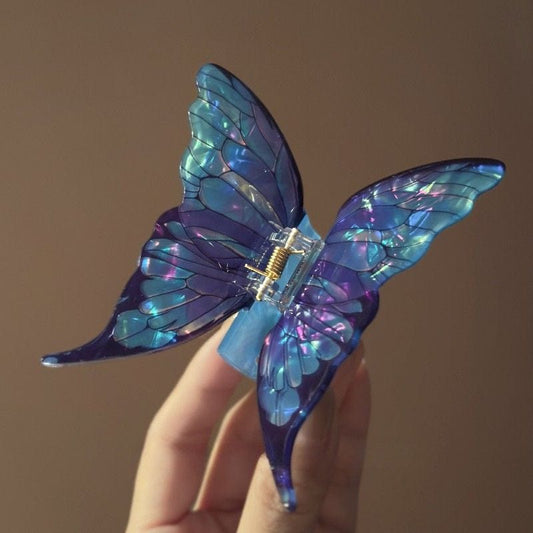 Blue Sea Ice Crystal Butterfly Hair Claw