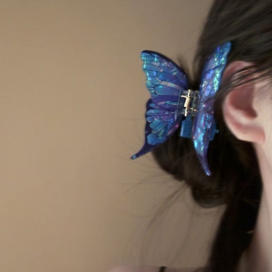 Blue Sea Ice Crystal Butterfly Hair Claw