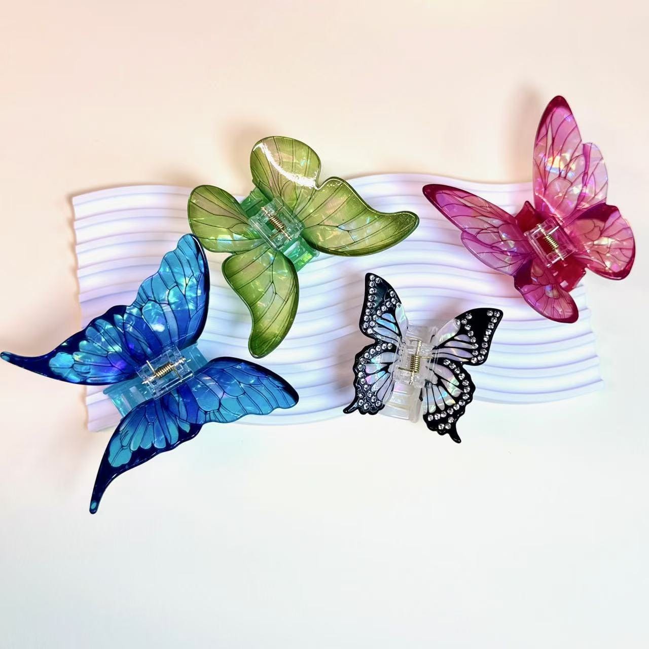 Blue Sea Ice Crystal Butterfly Hair Claw