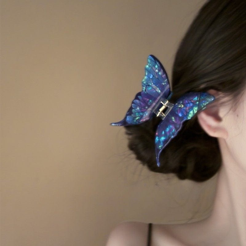 Blue Sea Ice Crystal Butterfly Hair Claw Clip | Printed Fairy
