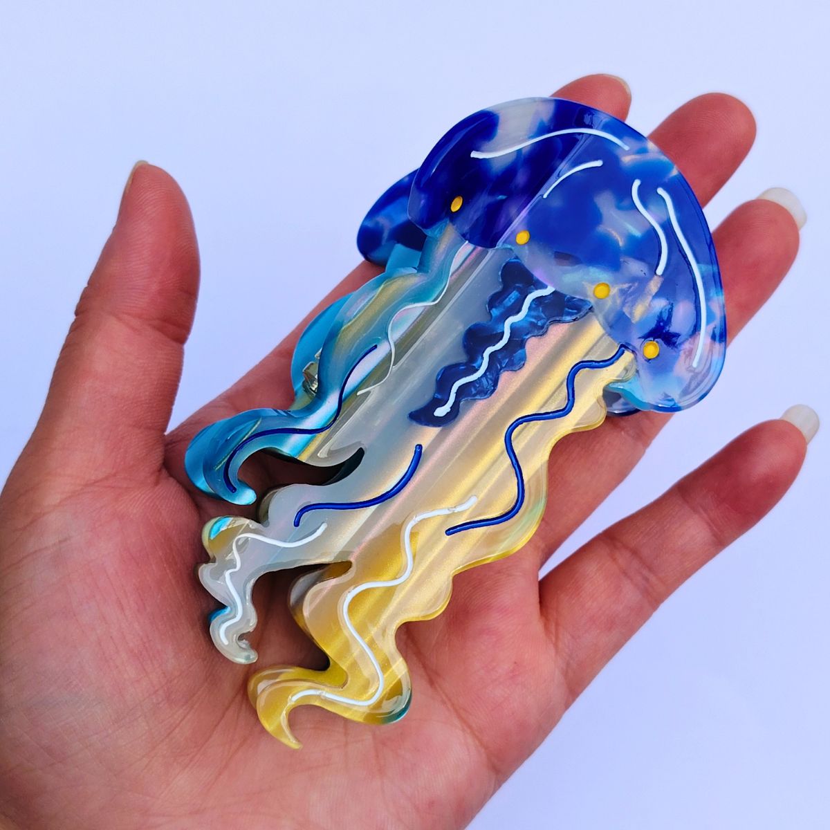 Medium Blue Jellyfish Hair Claw