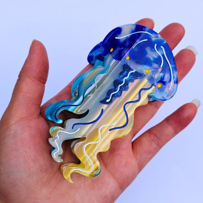 Medium Blue Jellyfish Hair Claw