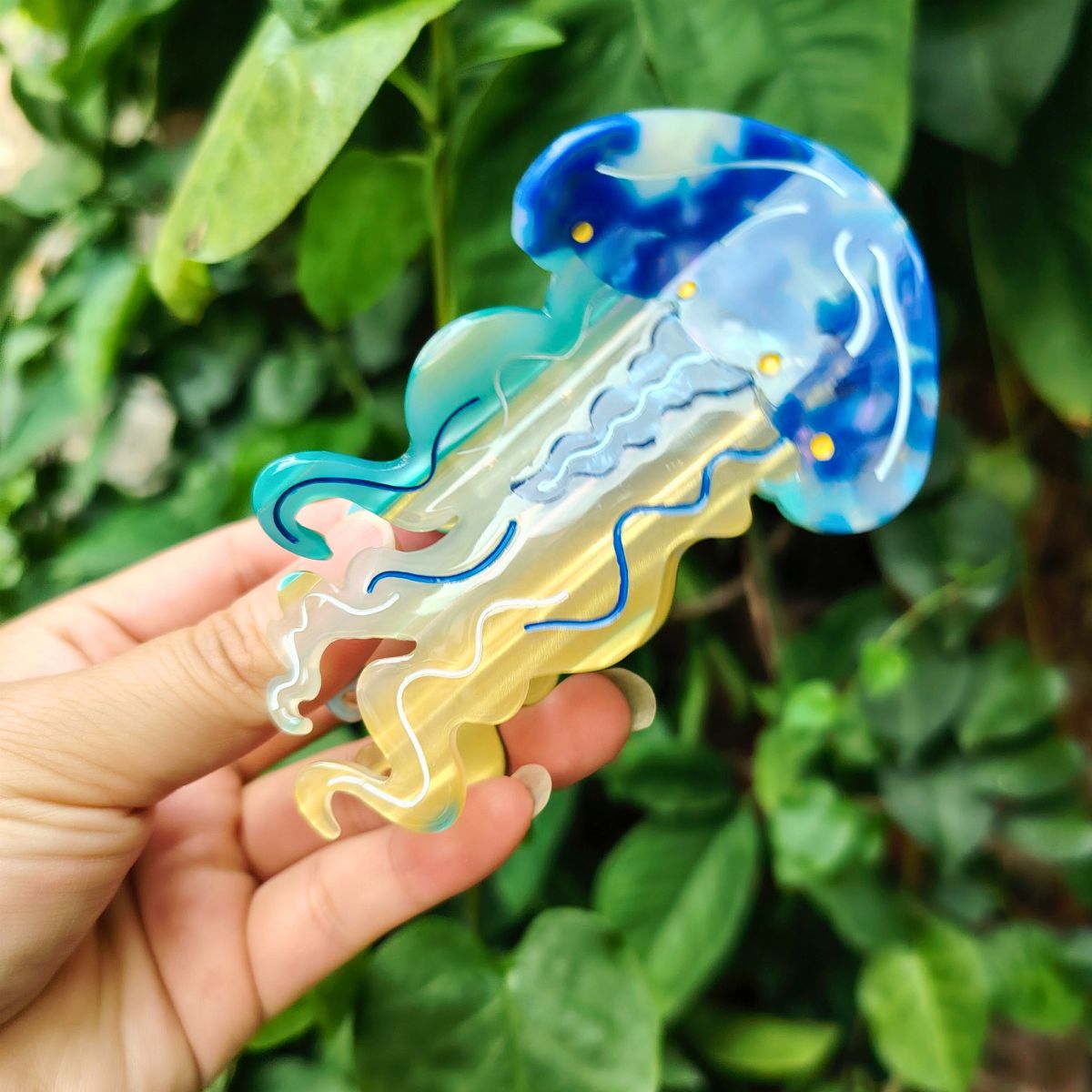 Medium Blue Jellyfish Hair Claw