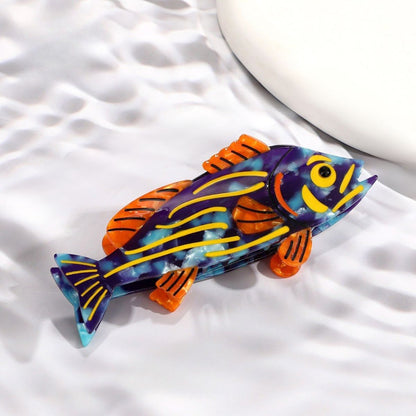 Large Blue Orange Fish Hair Claw