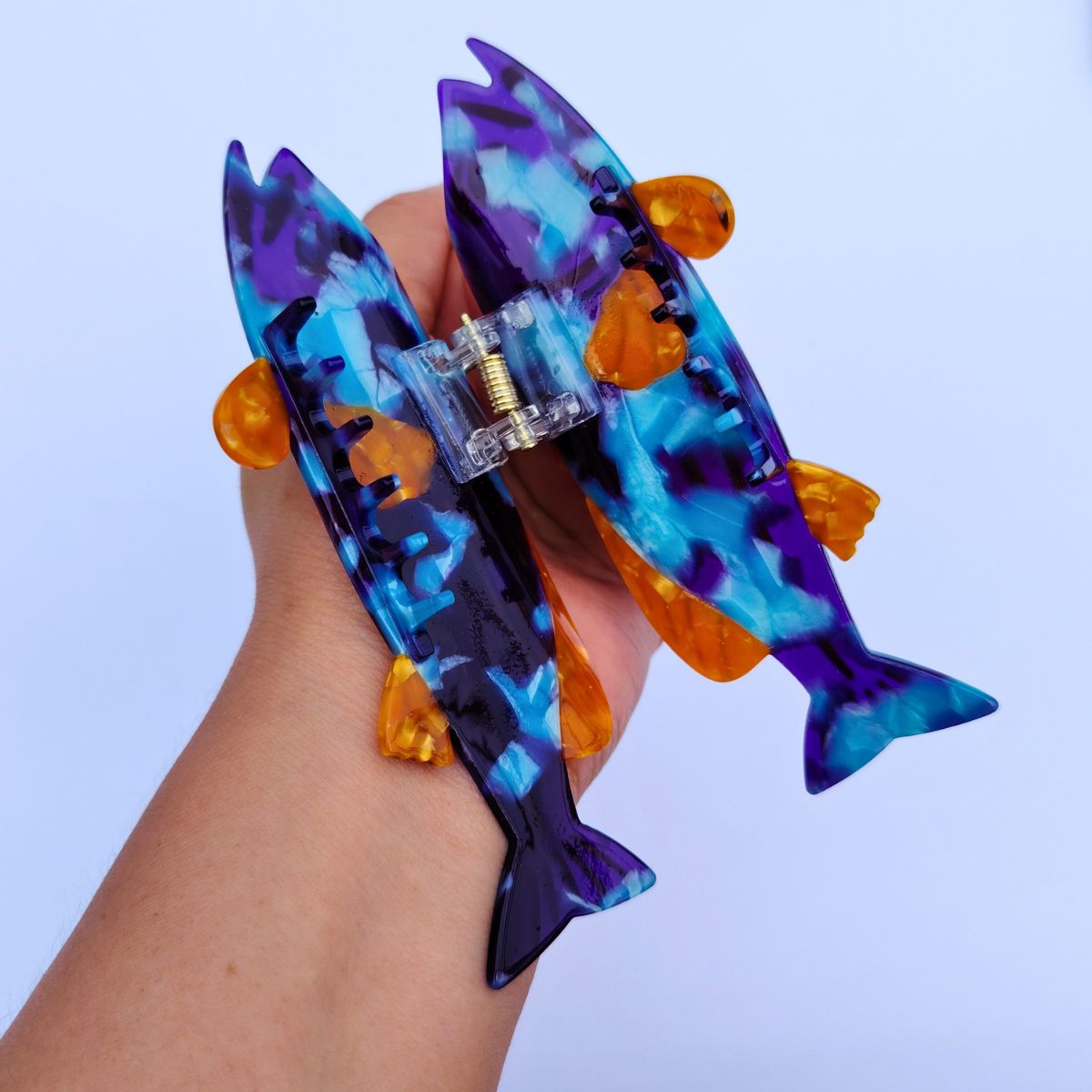 Large Blue Orange Fish Hair Claw