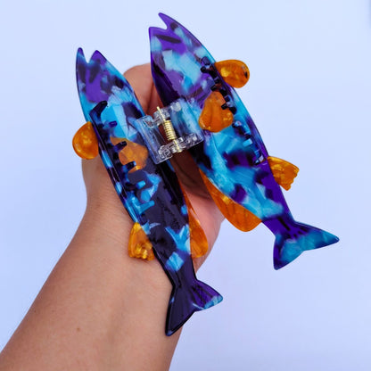 Large Blue Orange Fish Hair Claw