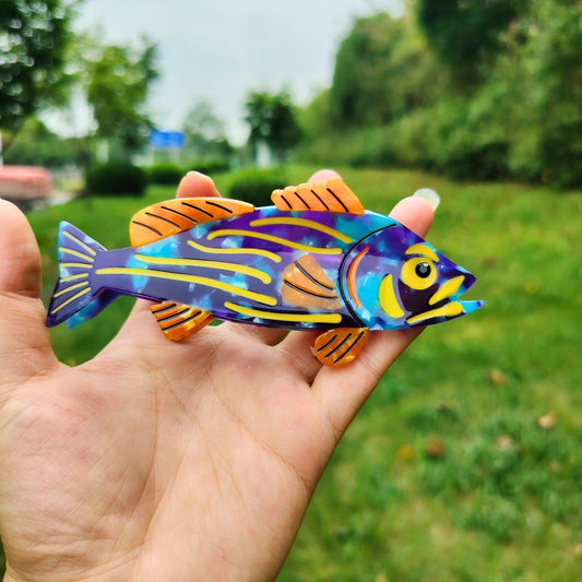 Large Blue Orange Fish Hair Claw
