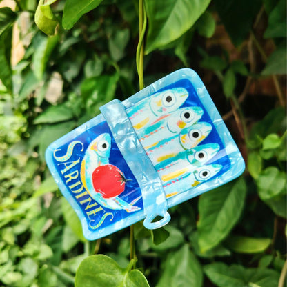 Large Blue Sardine Tin Hair Claw