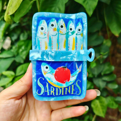 Large Blue Sardine Tin Hair Claw