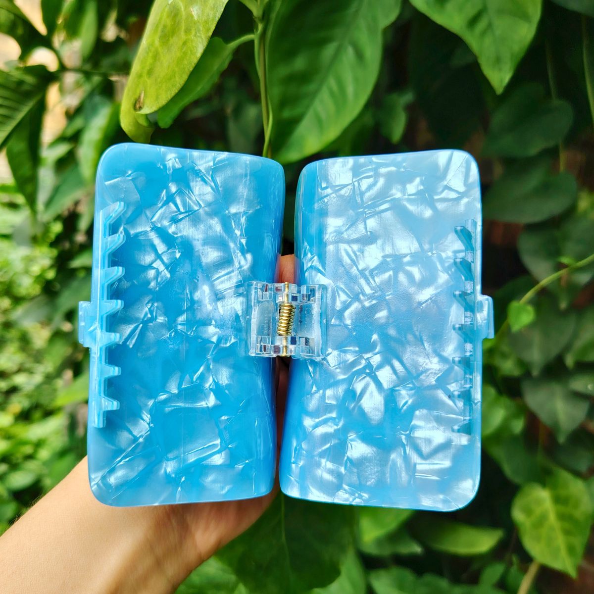 Large Blue Sardine Tin Hair Claw