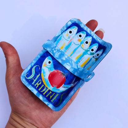 Large Blue Sardine Tin Hair Claw