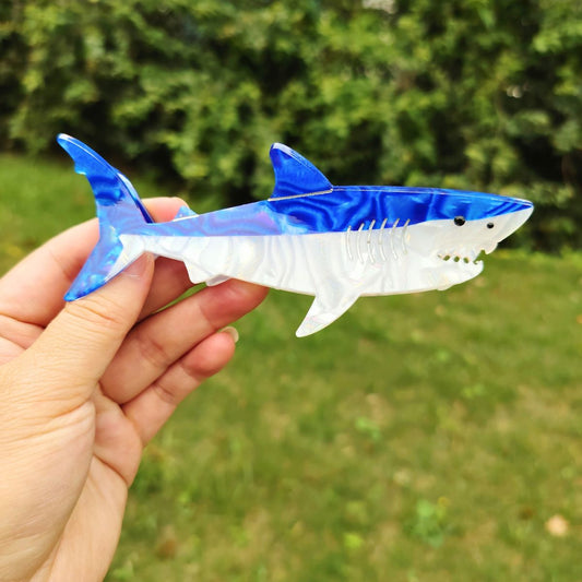 Jumbo Blue Shark Hair Claw