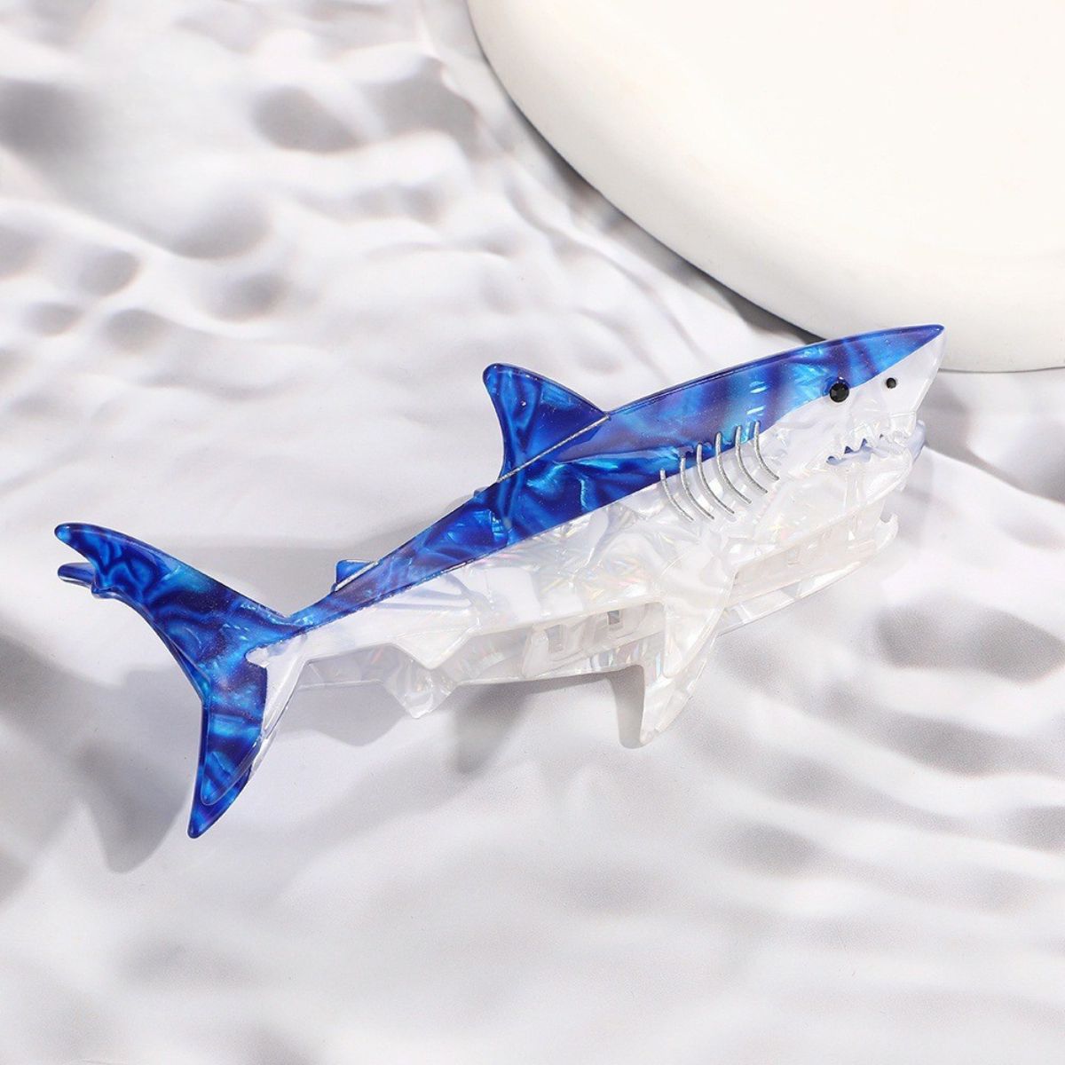 Jumbo Blue Shark Hair Claw