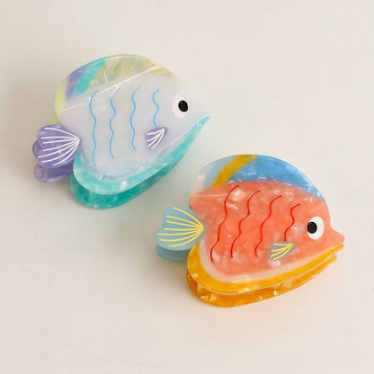 Medium Blue White Angelfish Hair Claw