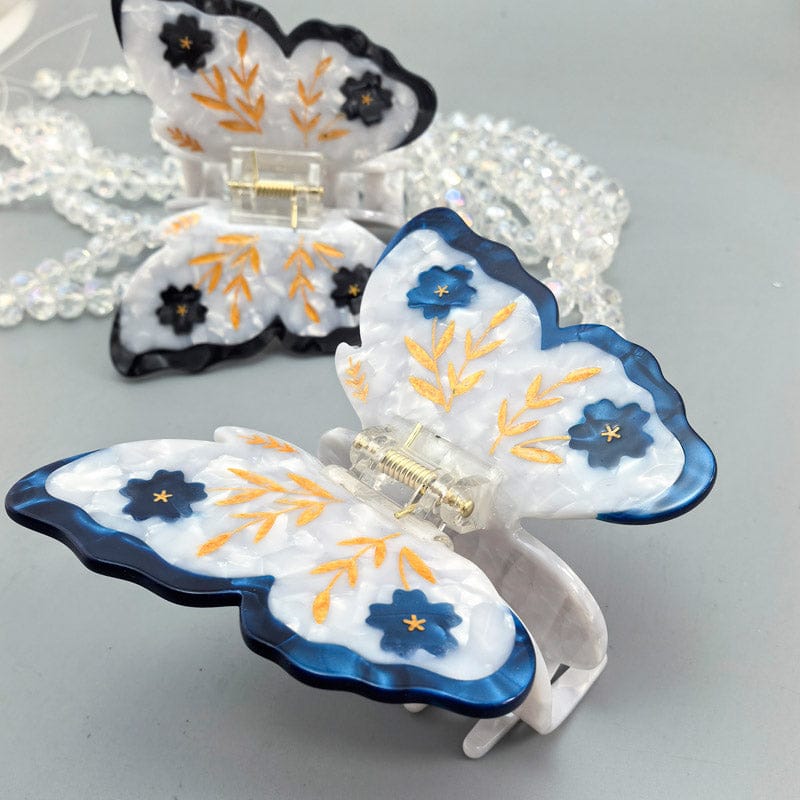Medium Blue Butterfly Acetate Hair Claw Clip