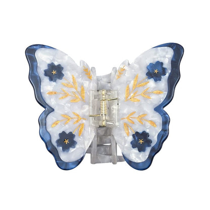 Medium Blue Butterfly Acetate Hair Claw Clip