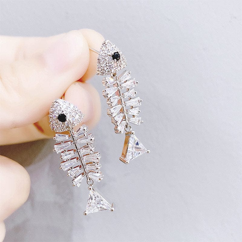 Sterling Silver Fishbone Earrings丨Lemonschunks