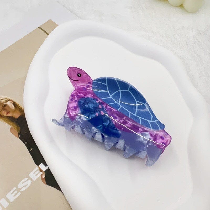 Medium  Purple and blue mixed turtle Hair Claw