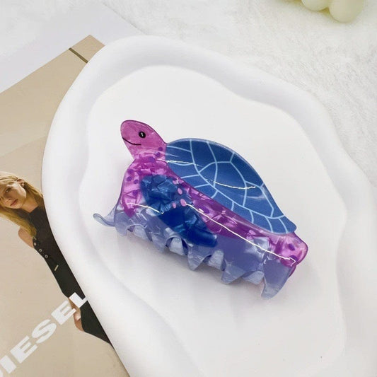 Medium  Purple and blue mixed turtle Hair Claw