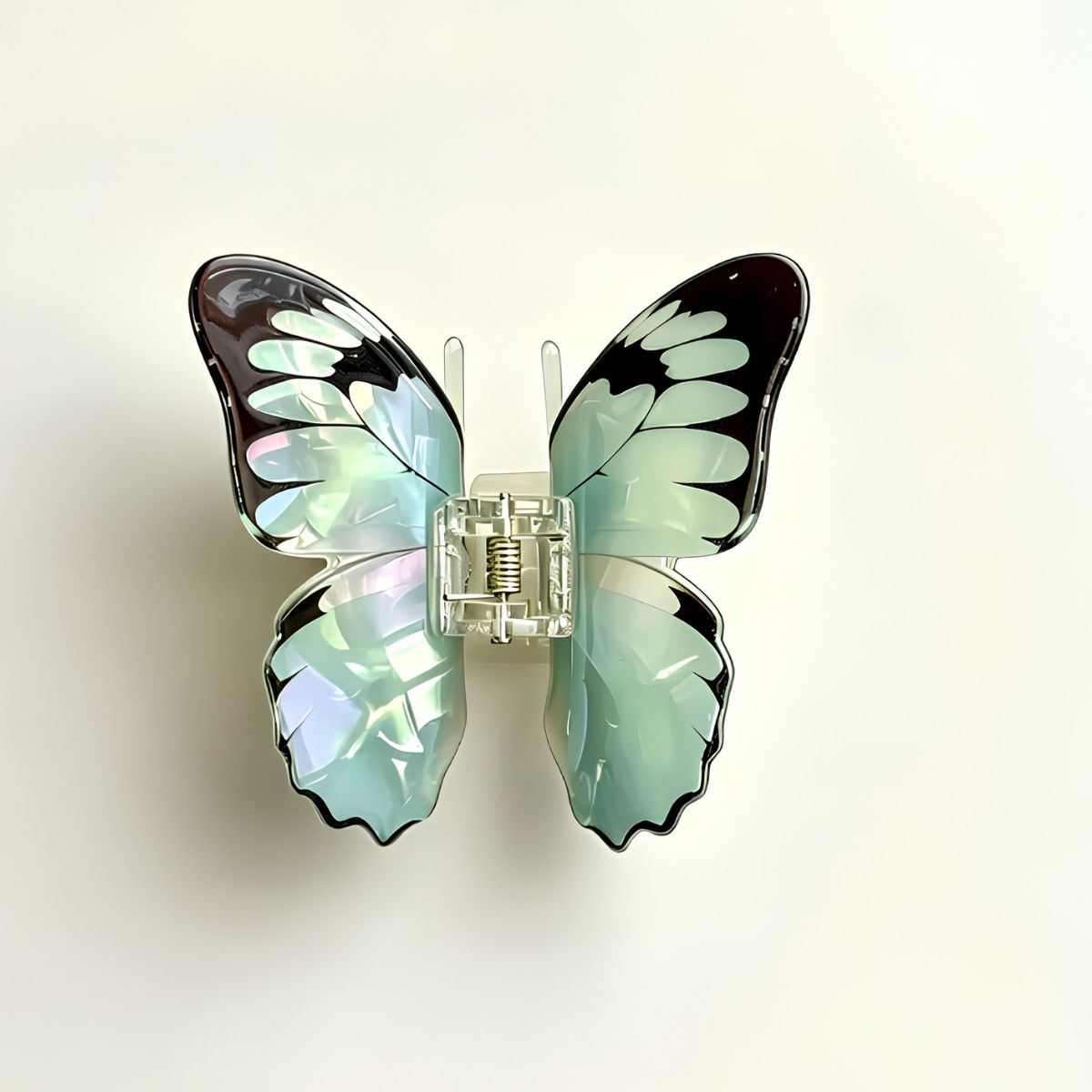 Large Black & Green Butterfly Hair Claw Clips