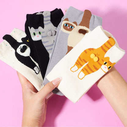 4-Pack Cat Variety Crew Socks丨Lemonschunks