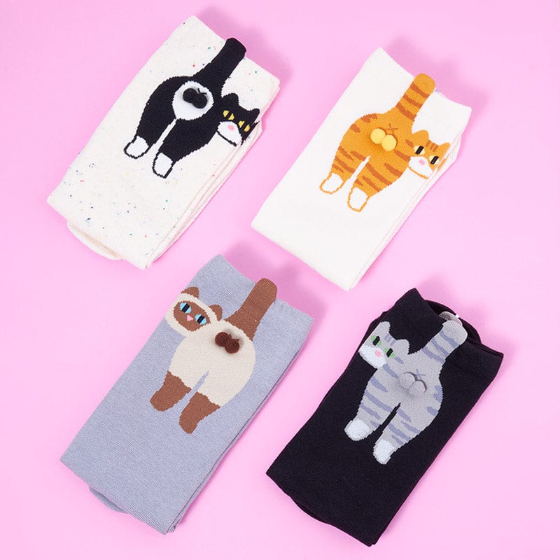 4-Pack Cat Variety Crew Socks丨Lemonschunks