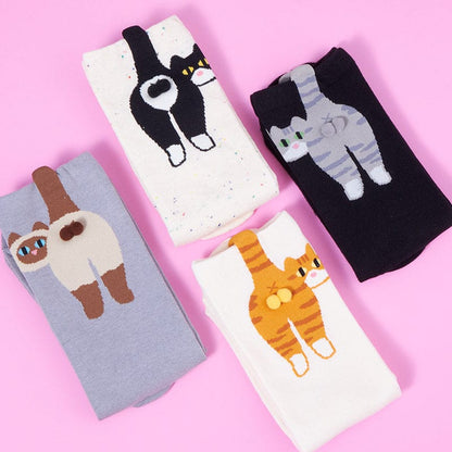 4-Pack Cat Variety Crew Socks丨Lemonschunks