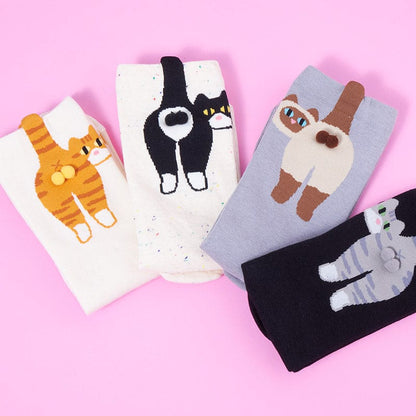4-Pack Cat Variety Crew Socks丨Lemonschunks