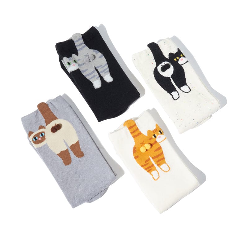 4-Pack Cat Variety Crew Socks丨Lemonschunks