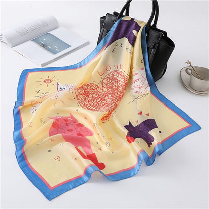 Yellow Cat Printed Scarf丨Lemonschunks