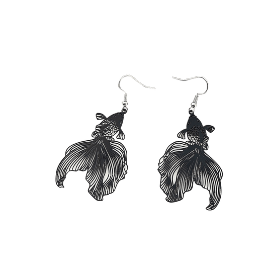 Black Long Tailed Koi Earrings