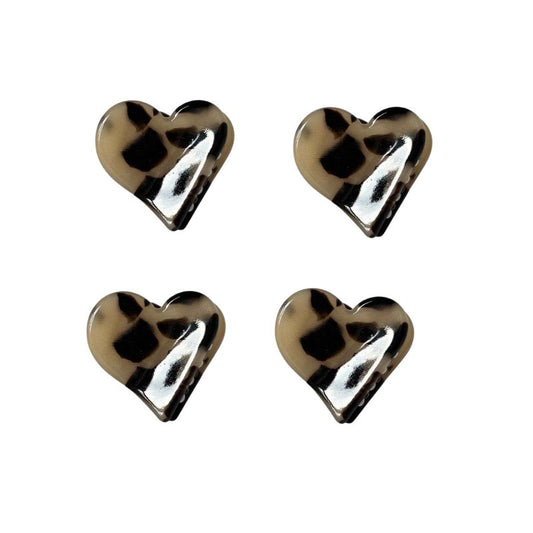 Mini Heart Retro Bangs Claws In Beige Tortoiseshell 4 Pcs Set