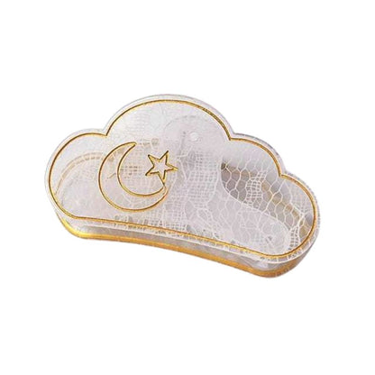 Stars & Moon Mesh Hair Clip In White