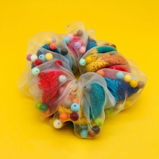Childhood Rainbow Candy Dream Organza Double Scrunchie