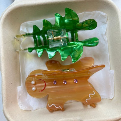 Acrylic Christmas Tree Hair Claw