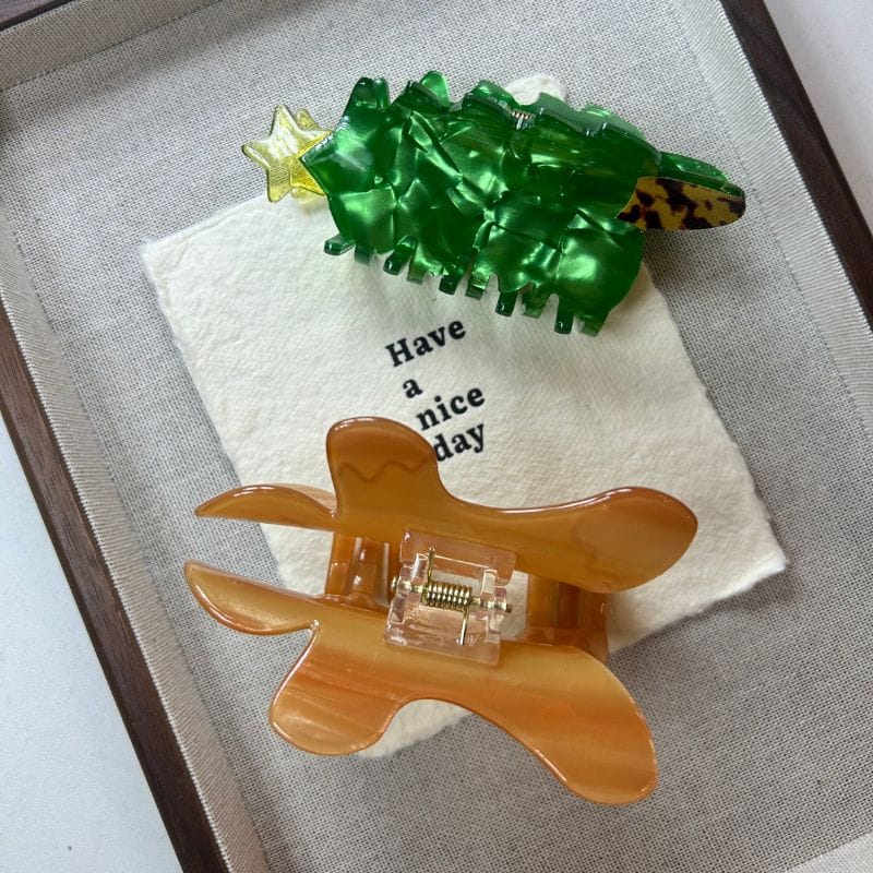 Acrylic Christmas Tree Hair Claw