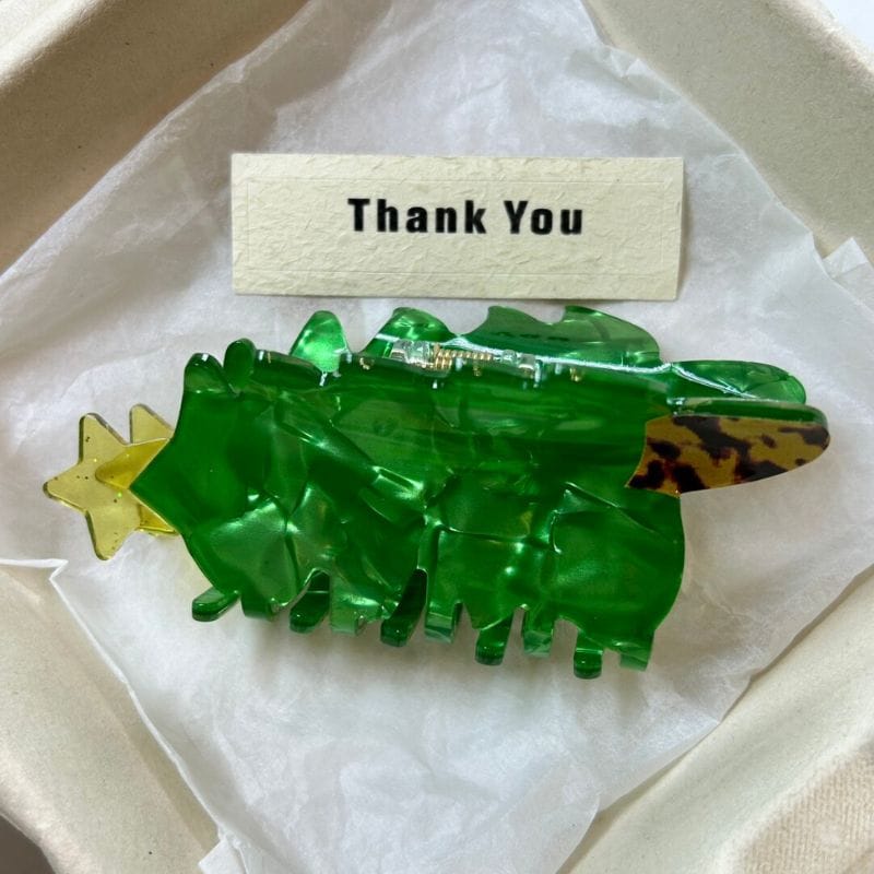 Acrylic Christmas Tree Hair Claw