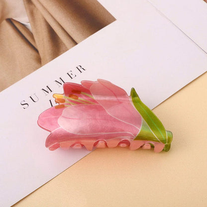 A Pink Flower Hair Claw Clip