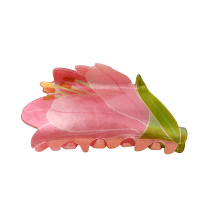 A Pink Flower Hair Claw Clip