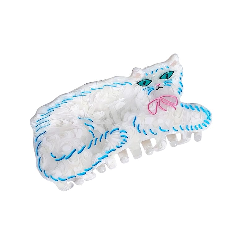 Adorable White Persian Cat Hair Clip Claw