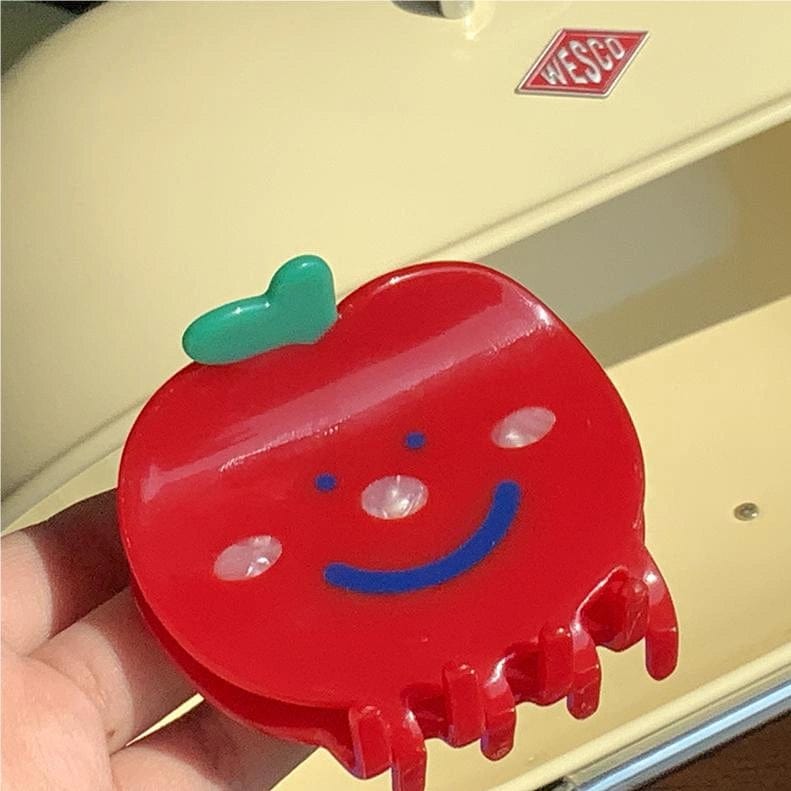 Apple Smiley Cute Hair Clip Claw