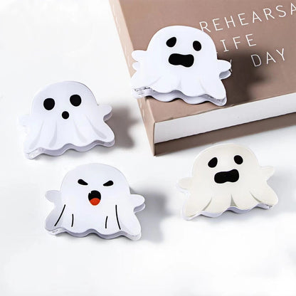 Beige Horrified Ghost Halloween Hair Claw Clip