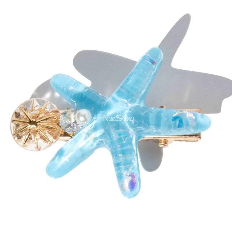 Pinces à cheveux Blue Crystal Starfish Ocean Series丨NueShiny
