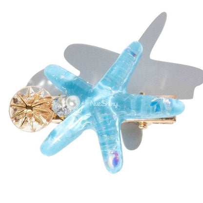 Pinces à cheveux Blue Crystal Starfish Ocean Series丨NueShiny