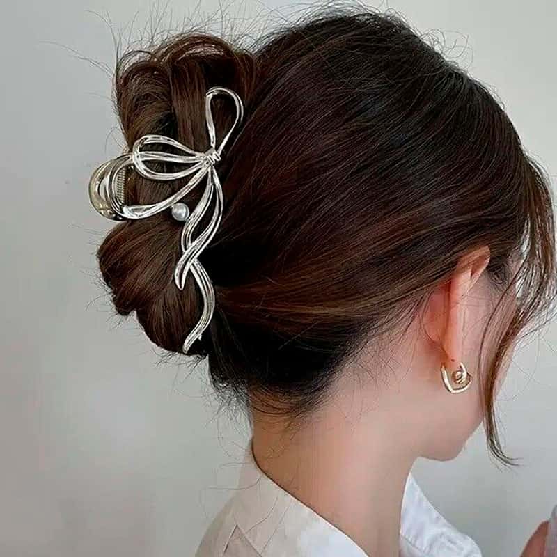 Nœud papillon argenté pour cheveux | NueShiny